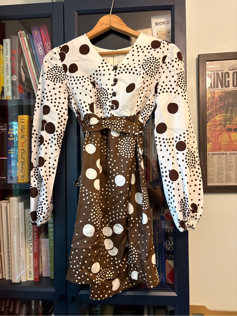 Gay Gibson 60's White Polka Dot Mini Dress with Brown Dots